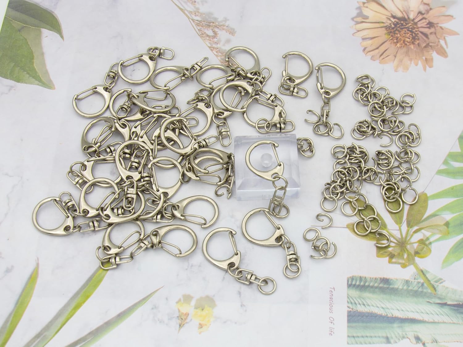 50 Sets Lobster Claw Clasps Keychain Clip D-snap Hook Clips with Swivel Snap and Open Jump Rings for Silver DIY Making Trinket Crafts Diameter 0.7inch (18mm) - Image 4