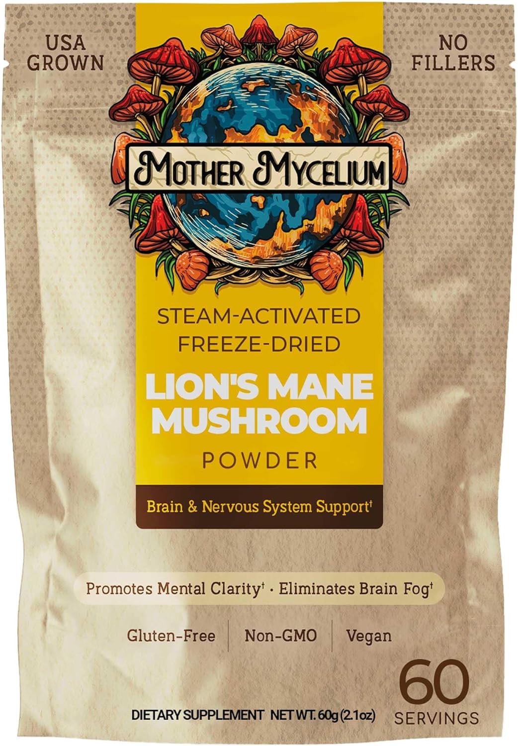 Mother Mycelium Lion's Mane Mushroom Powder Nootropic