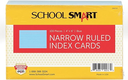 Vista 8 de School Smart Ficha de índice con rayas, 4 x 6 pulgadas, 90 libras, color blanco, paquete de 100