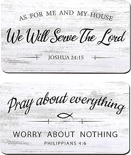 Jetec 2 Pieces As for Me and My House We Will Serve The Lord Rustic Wood Sign Pray About Everything, Worry About Nothing Bible Verse Wall Decor Hanging Art Sign for Bedroom Living Room Office