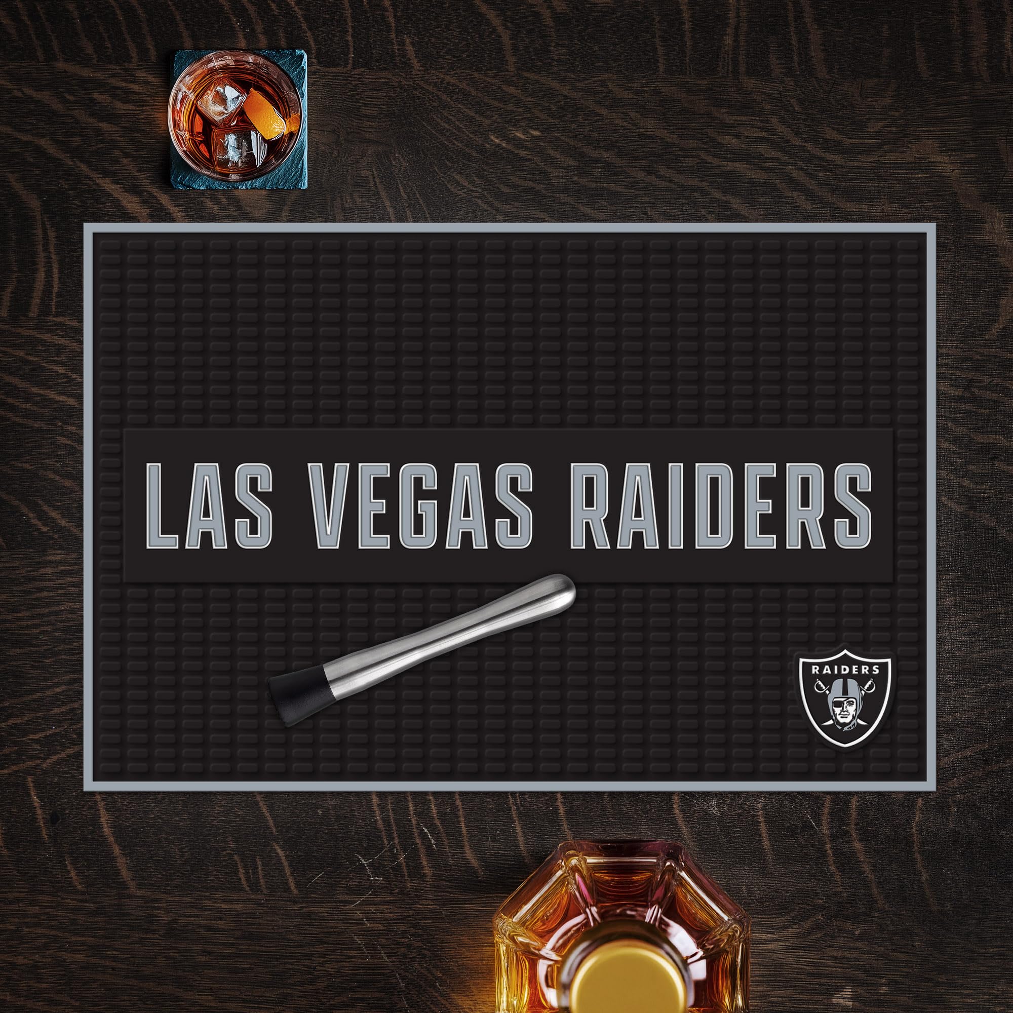 Rico Industries NFL Football Las Vegas Raiders Tapis de cuisine en PVC épais 30,5 x 45,7 cm