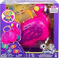 Vista 7 de Polly Pocket Flamingo Party - Juego grande y compacto con 26 sorpresas (incluyendo muñecas Micro Margo y Friend), función Pop & Swap, zonas de juego