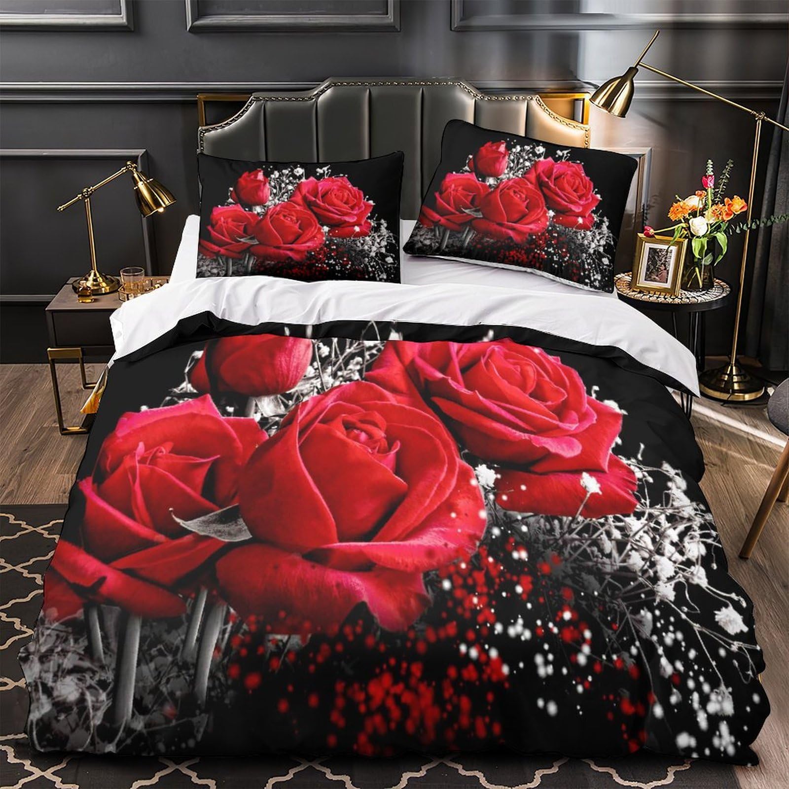 Parure de lit 3d arbre à roses rouges pour transformer une chambre d'ado