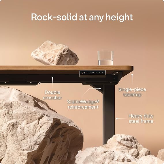 Desktronic HomePro Standing Desk – مكتب قابل للتعديل بارتفاع 200 x 80 سم مع محرك كهربائي مزدوج ووحدة تحكم تعمل باللمس وUSB/USB-C مدمج و3 إعدادات مسبقة للذاكرة