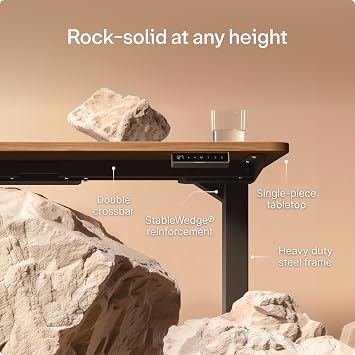 Desktronic HomePro Standing Desk – مكتب قابل للتعديل بارتفاع 200 x 80 سم مع محرك كهربائي مزدوج ووحدة تحكم تعمل باللمس وUSB/USB-C مدمج و3 إعدادات مسبقة للذاكرة
