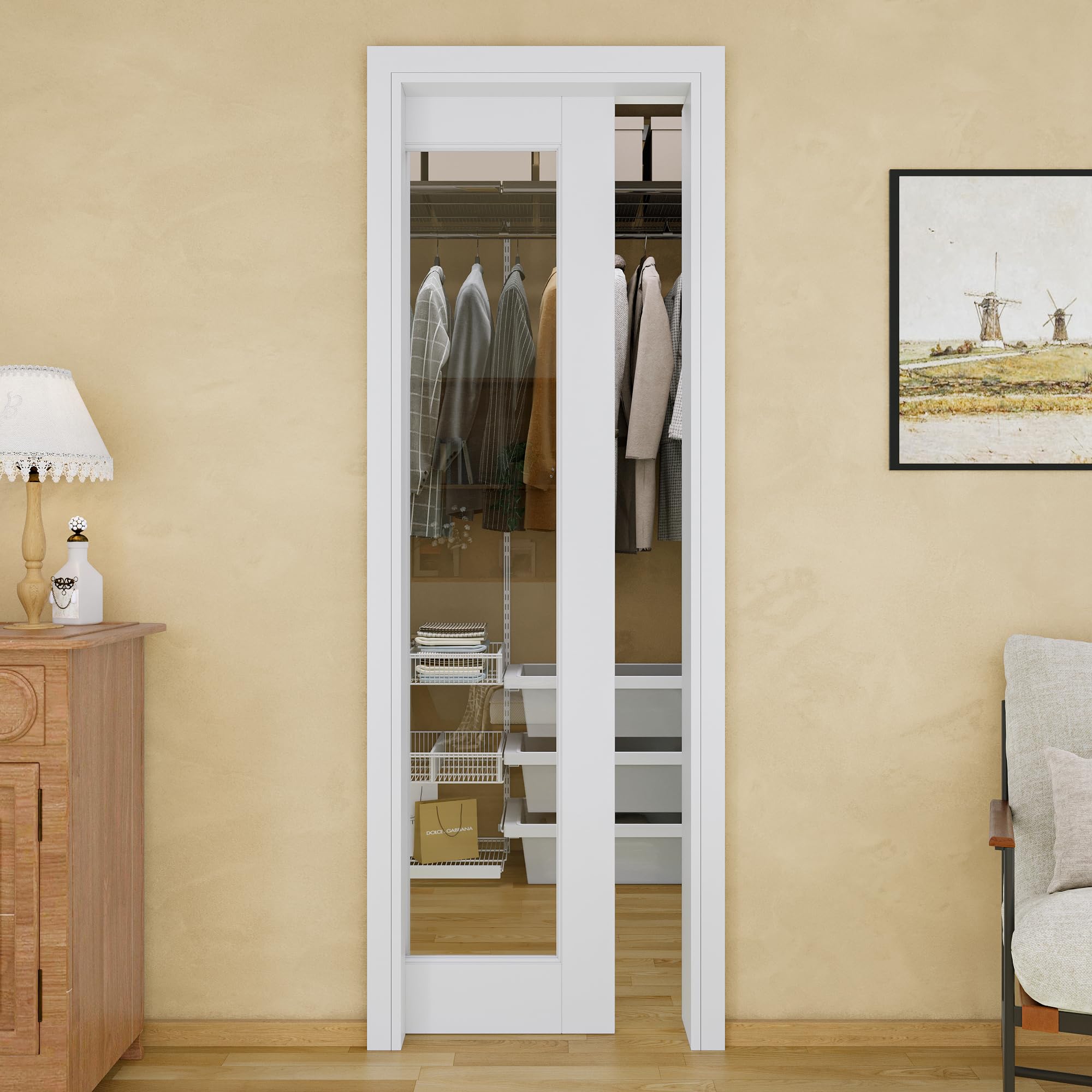 28x80 Sliding Pocket Door,1-Lite Clear Glass Doors,Pantry Door,Room Doors