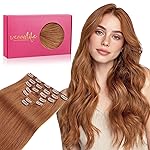 WENNALIFE Clip in Hair Extensions Real Human Hair, 16 Inch 120g 7pcs Cinnamon Terra Copper Remy Hair Straight Natural Extensiones De Cabello Humano Con Clip Ins