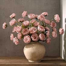 Waipfaru 6 Pcs 31" Peonies Artificial Flowers, Real Look Large Faux Silk Flowers with 36 Blooms for DIY Wedding Centerpieces, Vase Filler, Rustic Home Decor - Pink