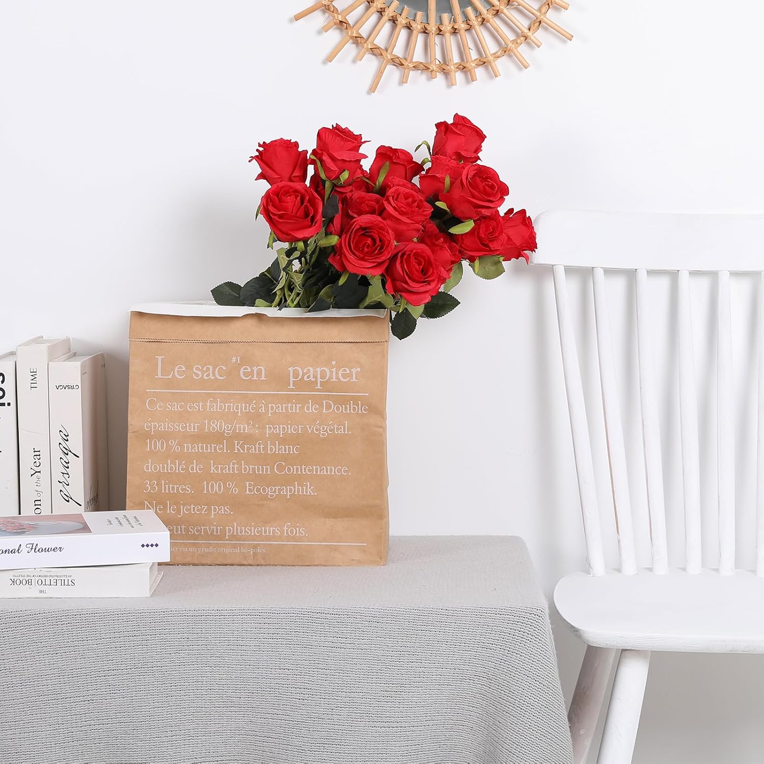 Nubry 8pcs Artificial Silk Roses Bulk,Fake Roses Flower with Stems Realistic Flowers for Wedding Centerpiece Home Party Decor(Dark Red) - Image 6