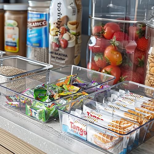 Miniatura 7 de Criusia Organizador de cajones, paquete de 18 bandejas transparentes grandes para organizar cajones de cocina, divisores antideslizantes para