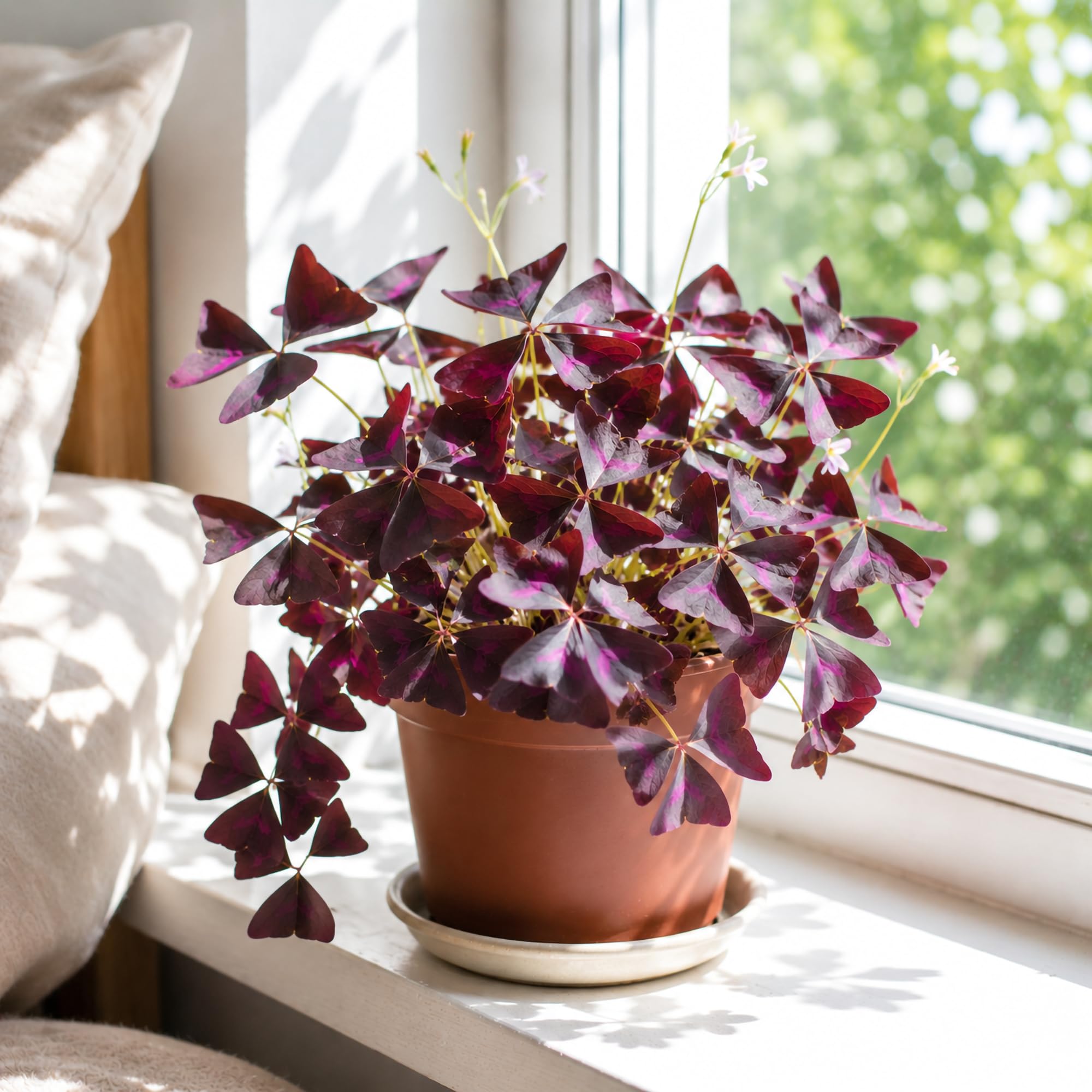 1 Butterfly Plant Oxalis Triangularis 12cm Pot False Shamrock Purple Shamrock Rare Houseplant Pink Flowers Indoor Home Office Conservatory Kitchen Herb Collection Easy Care Perennial