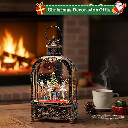 Miniatura 2 de Cascanueces - Globos de nieve de Navidad, linterna de nieve de Navidad con escena de cascanueces de soldado de baile musical, temporizador de 6
