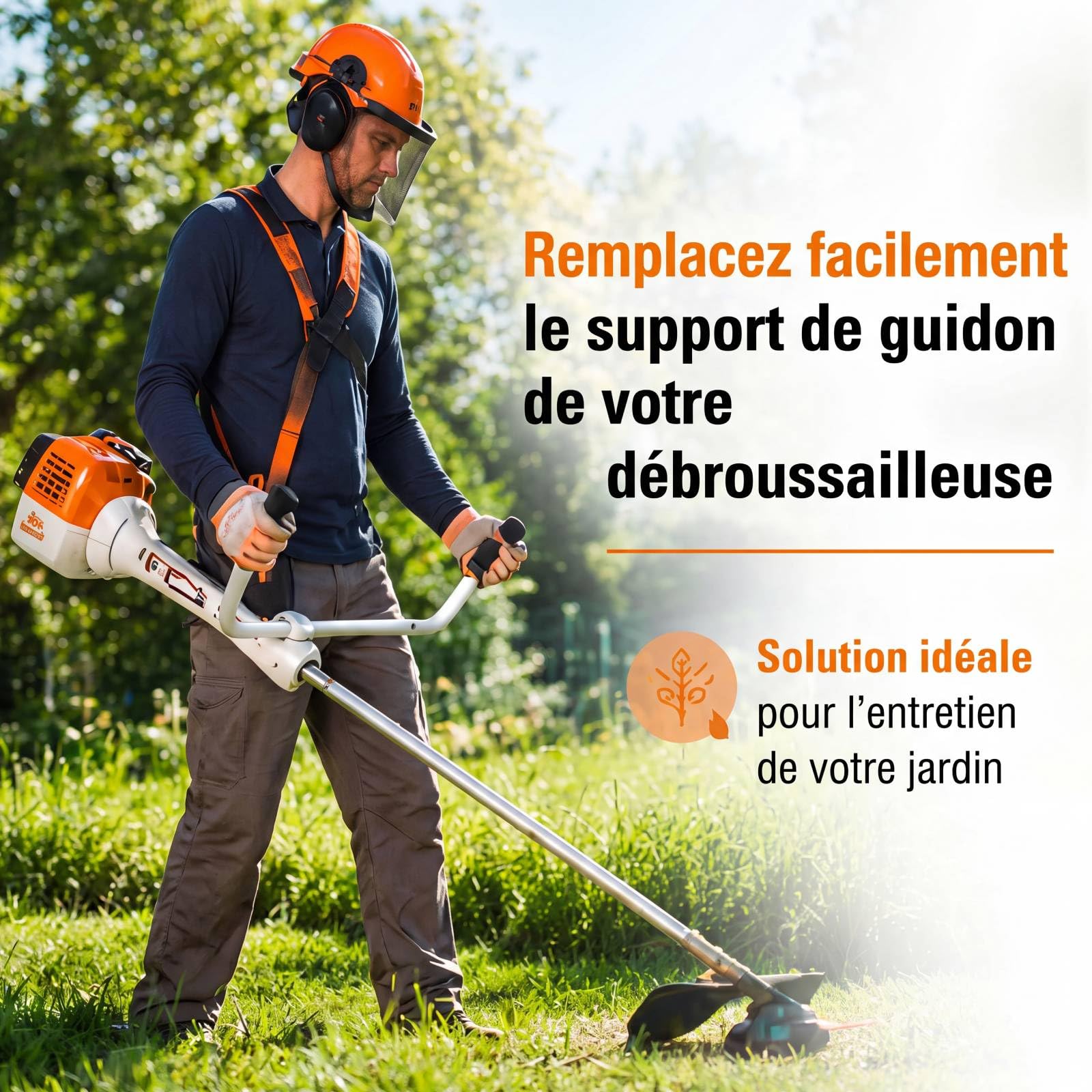 FACAIIO Support de guidon pour débroussailleuse compatible avec les modèles Stihl FS130, FS131, FS111, FS91, FS89, FS200, KM130, KM110, HT100 et HL75 (accessoire pour outils de jardin).
