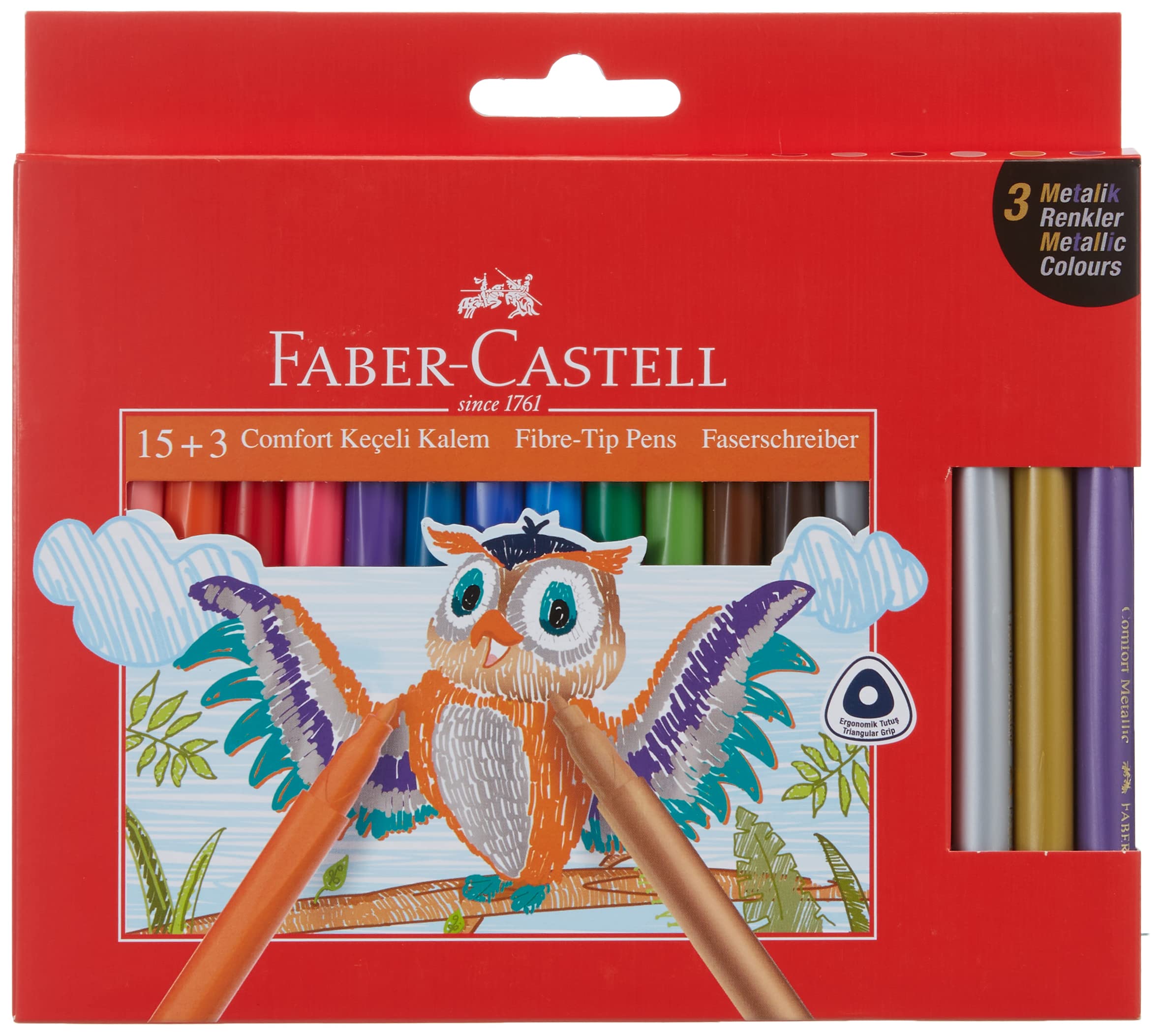 Faber-Castell Comfort Marker Pen 15 + 3 metaliczny
