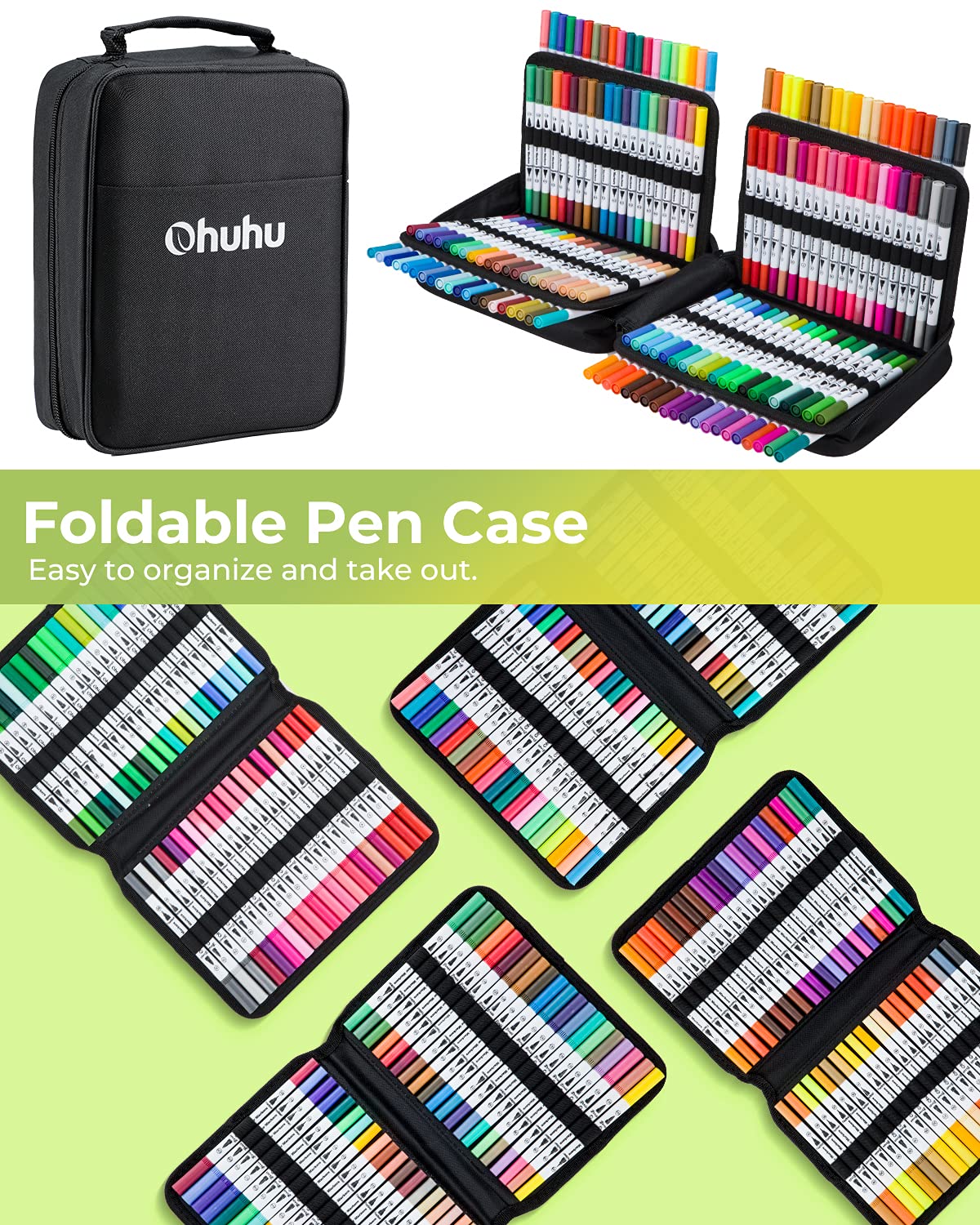 160 Colours Dual Tip Brush Pens, Ohuhu Felt Tip Pens, Water Based