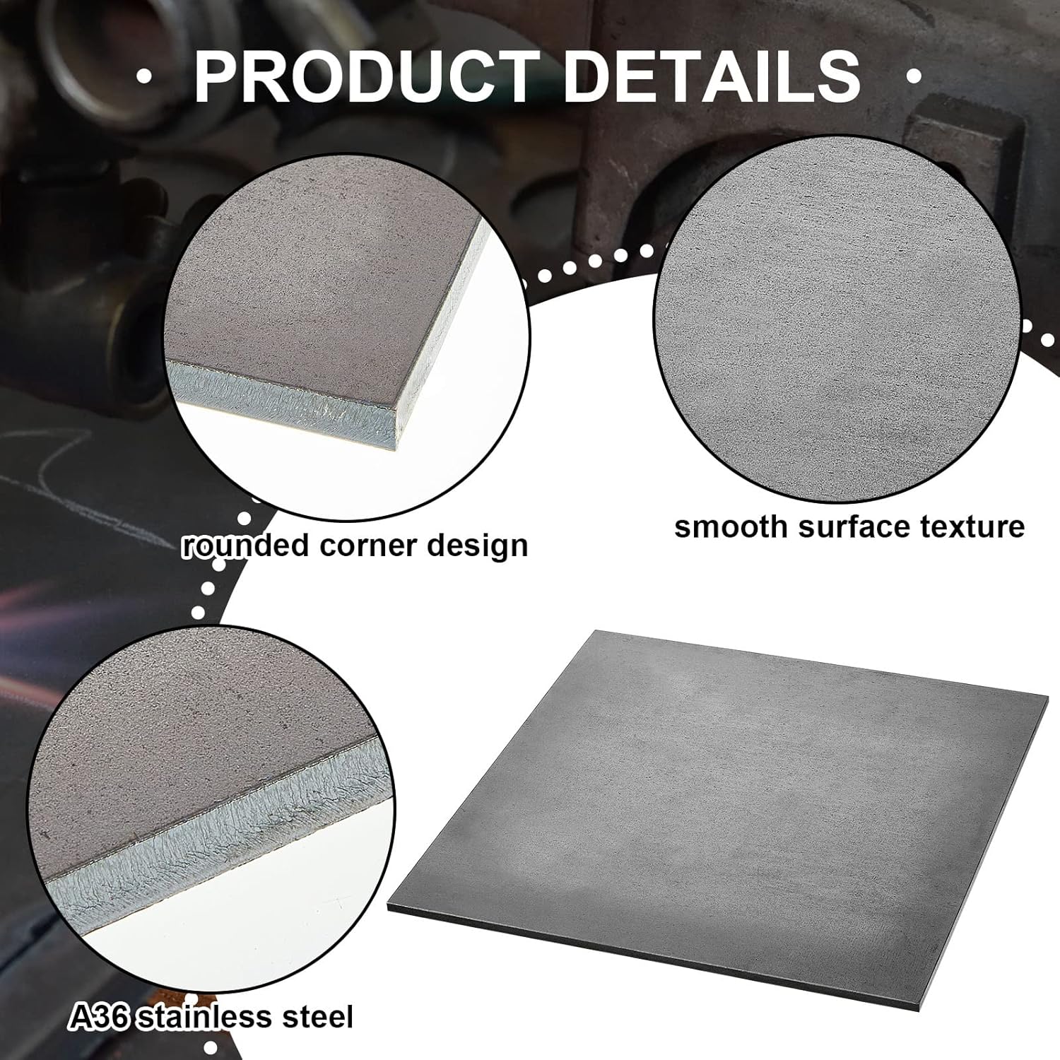 LEIFIDE 1/4 Hot Rolled Steel Plates, A36 Steel Base Plate, Weldable Metal Plates for Structural Support and Industrial Use(2 Pieces,1/4 x 12" X 12")