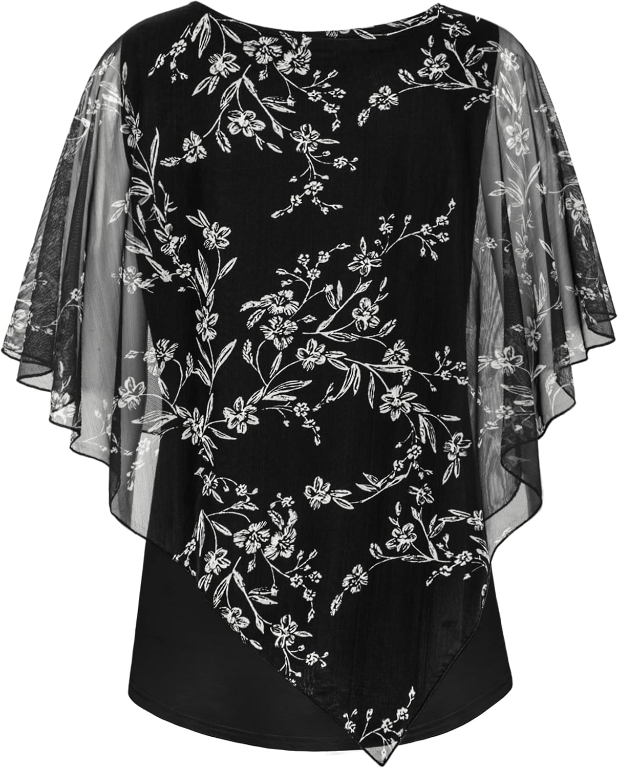 Cestyle Womens Flowy Blouses Dressy Casual Shirts Lightweight Mesh Poncho Tops - Image 2