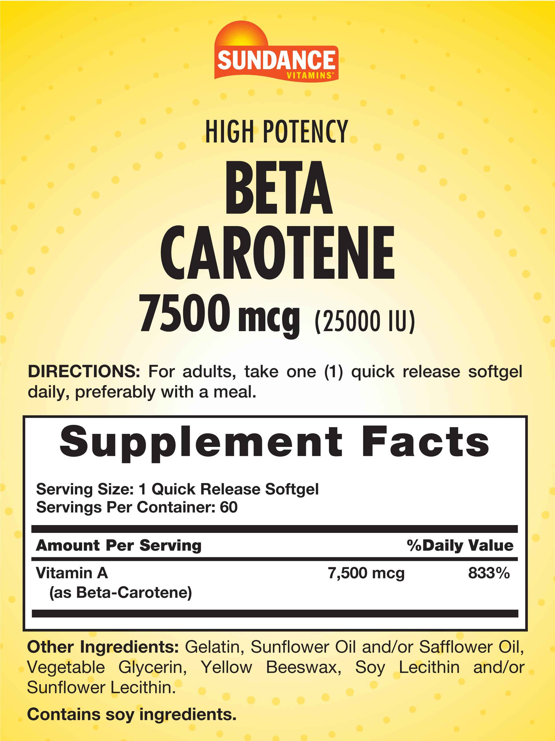 Sundance Beta Carotene 7500mcg | 60 Softgels | Provitamin A — Amazon image 2