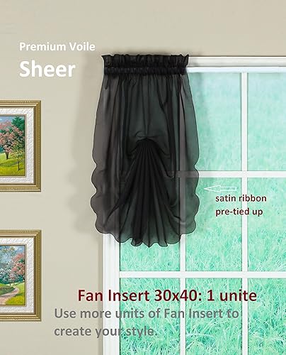 Vista 432 de Today's Curtain - Cortina Emelia de gasa original, panel de 84 pulgadas, negro, 60 pulgadas de ancho x 84 pulgadas de largo