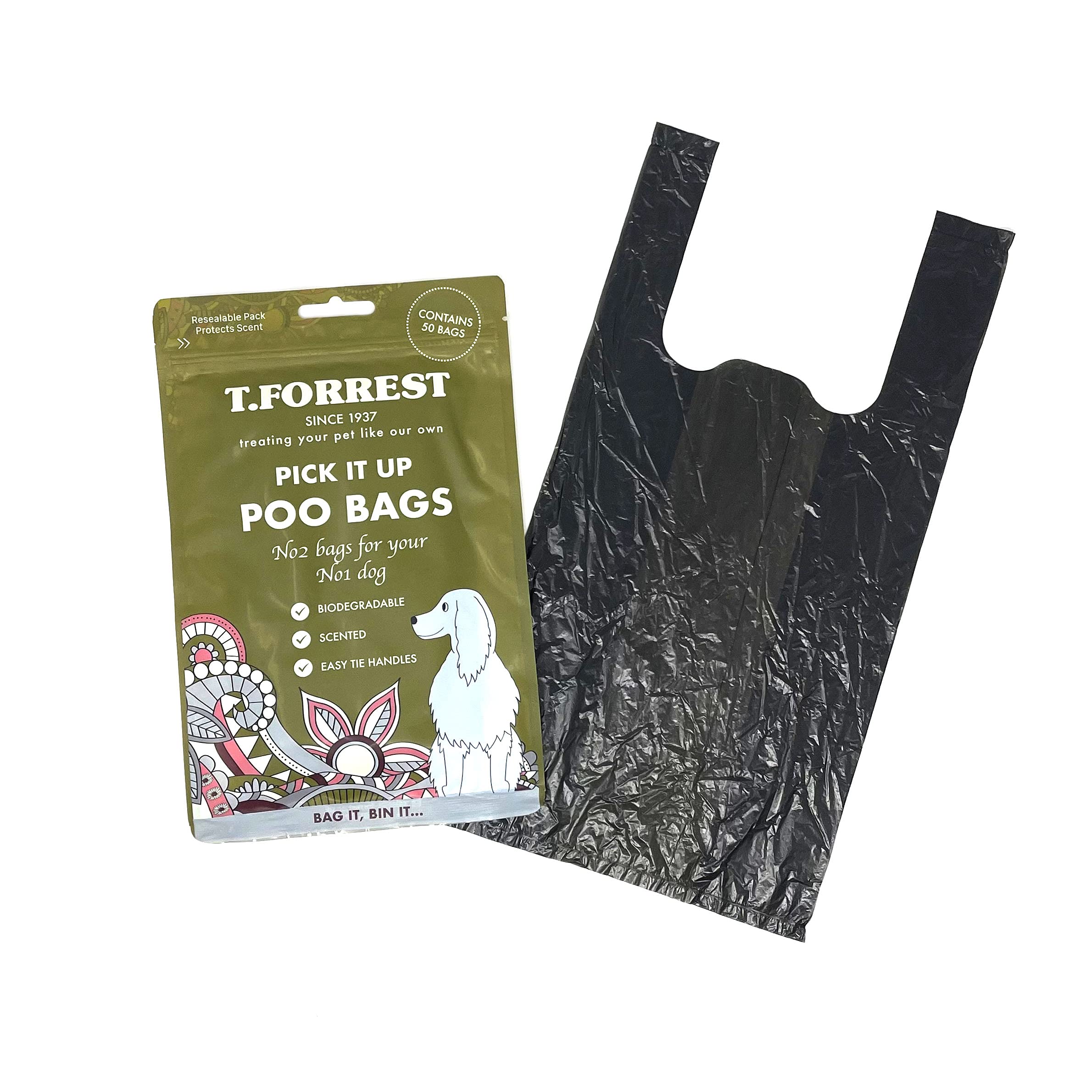 TailWagger Treats Bolsas perfumadas para caca – biodegradables, extra fuertes – asas de corbata (1000)