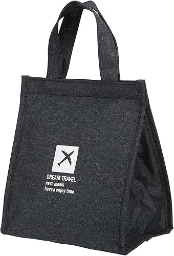 PATIKIL Bolsas de almuerzo aisladas de 9 pulgadas, bolsa térmica portátil para alimentos con bolsillo interno para hombres y mujeres, color negro