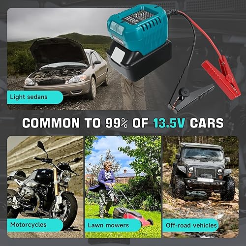 Miniatura 5 de Adaptador de arranque para batería Makita de 18 V, adaptador de cable de refuerzo automático de 13.5 V con luces LED, cables de salto portátiles