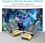 Twozoh Flexible & Mince HDMI câble paquet de 2 0.3M, Ultra Mince HDMI Le cordon supporte la vitesse élevée 4K@60Hz 18gbps 2160P/1080P
