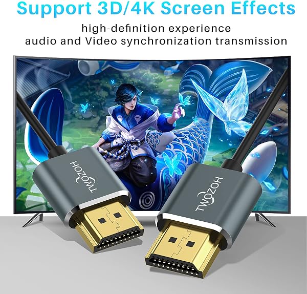 Twozoh フレキシブル&スリムHDMIケーブル 0.3M 2本入り 超薄型HDMIコード 高速4K@60Hz 18gbps 2160P/1080P - 3