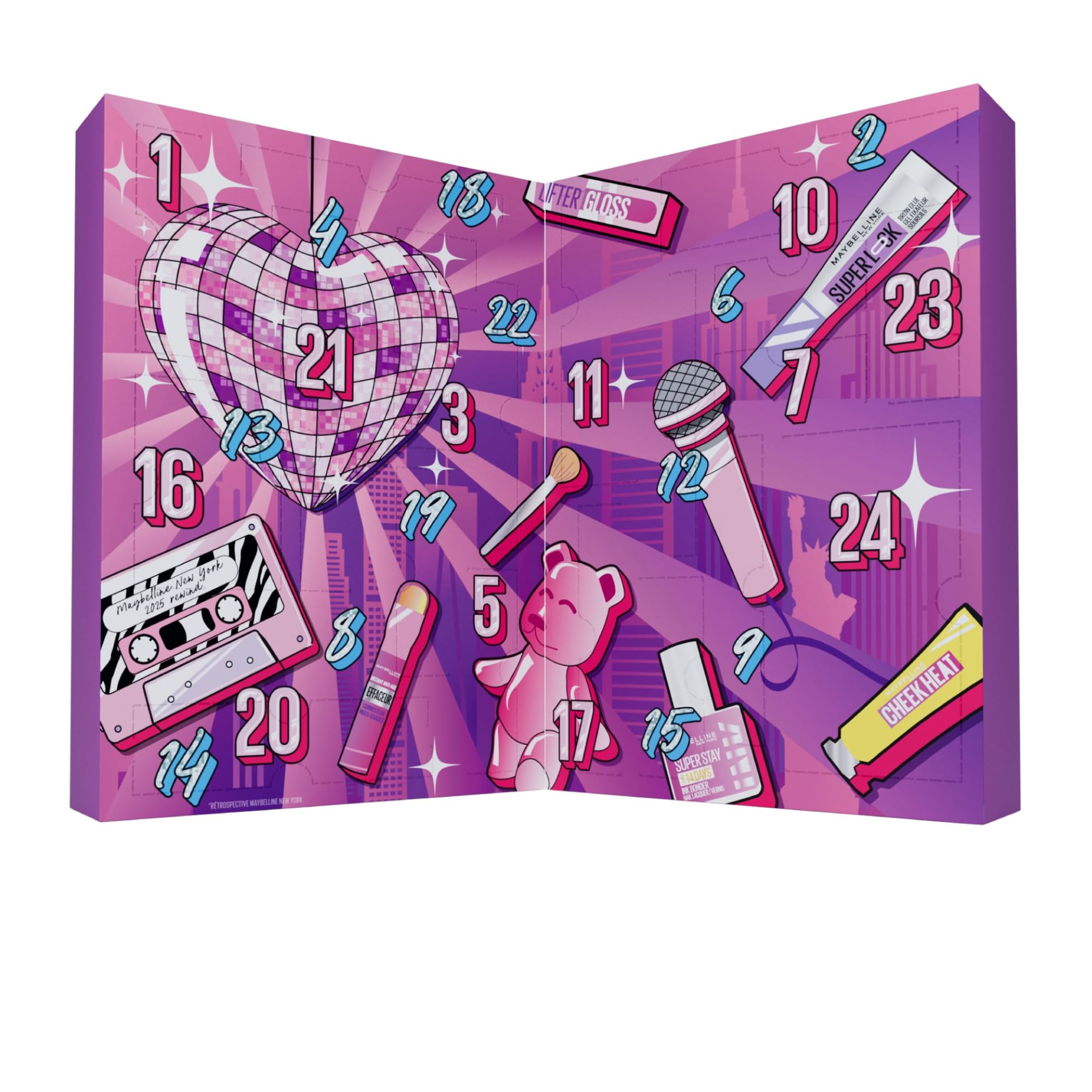 Maybelline New York – Calendrier de l'Avent 2025 – Coffret 24 Produits de Maquillage – Grand Format – Teint, Regard, Lèvres & Ongles