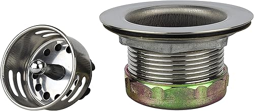 Plumb Pak Keeney - Colador de fregadero de acero inoxidable Junior Duo con canasta, se adapta a aberturas de 2 o 2-12 pulgadas, cromo pulido