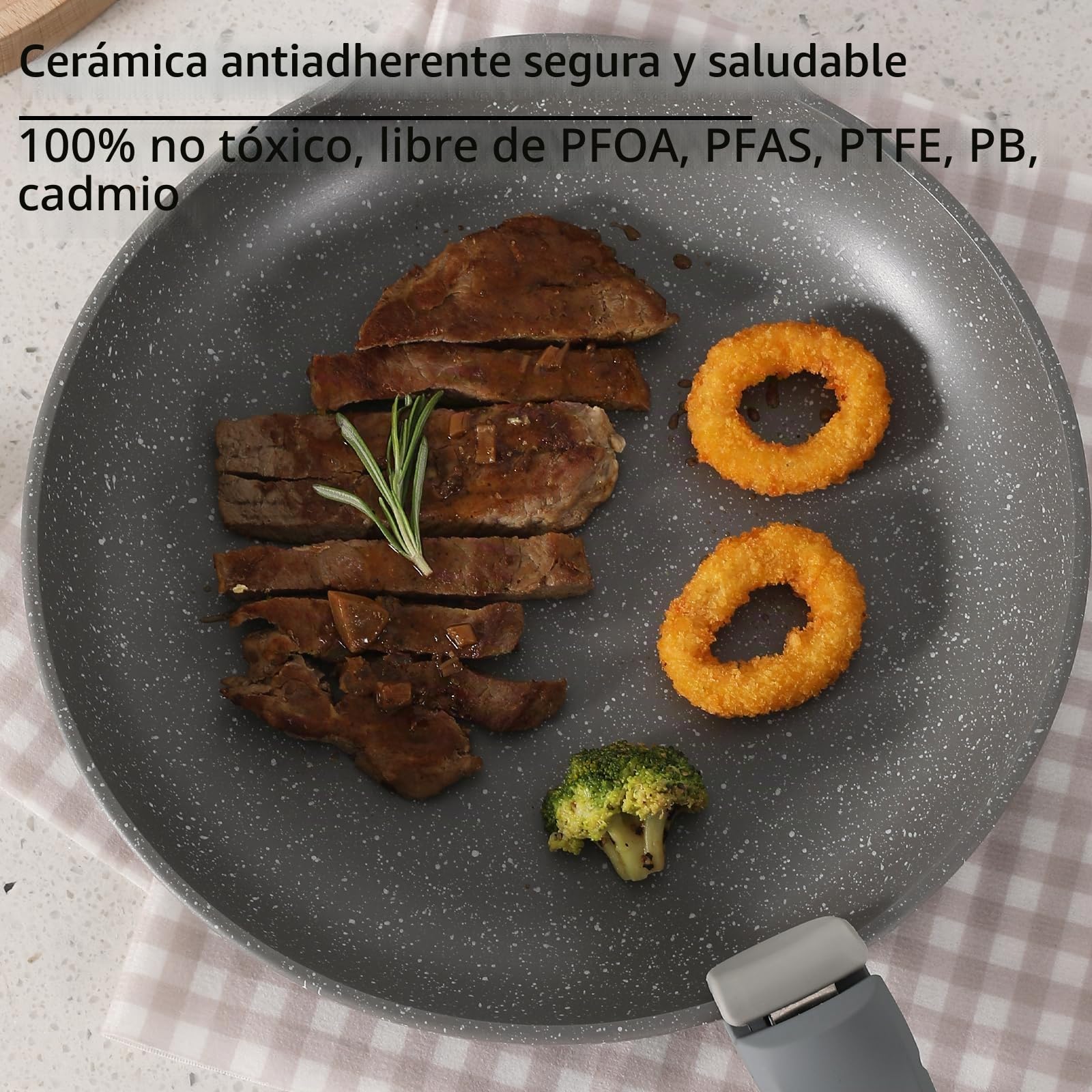 Juego de sartenes de cerámica, 9 piezas, ollas y sartenes no tóxicas, antiadherente, sartén de camping con tapa y asas extraíbles, apta para inducción y horno, apilable, color rosa