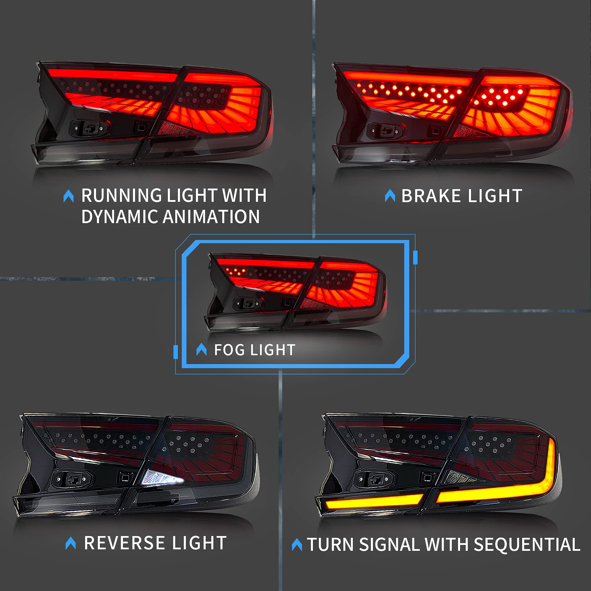 Buy VLAND Led Tail Lights Compatible with Honda Accord 10th Gen 2018