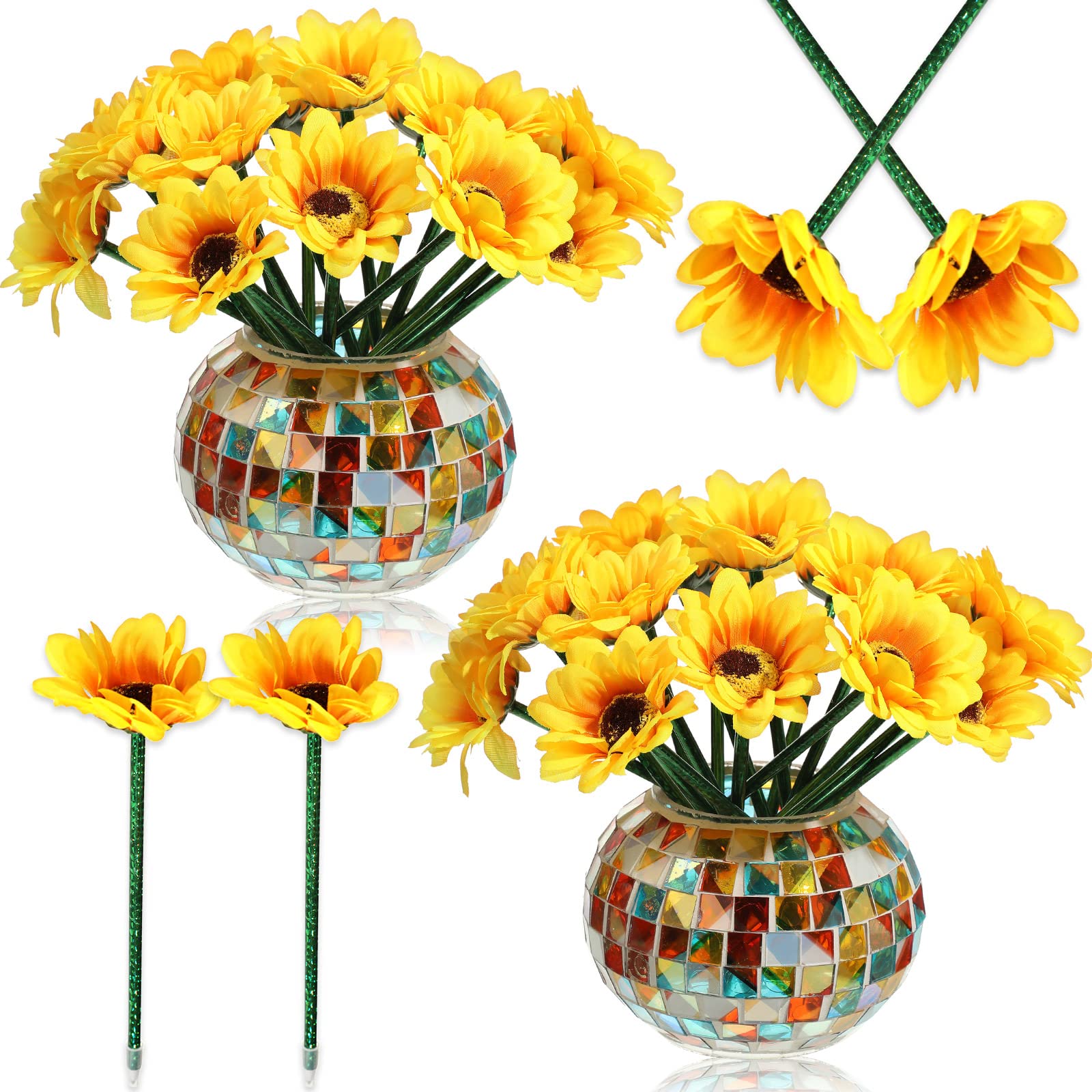 Chinco Sunflower Pens Artificial Flowers Ballpoint Pens Creative Sunflower Gel Ink Pen 0.7mm Flower Writing Pen for School Office Home, Teacher