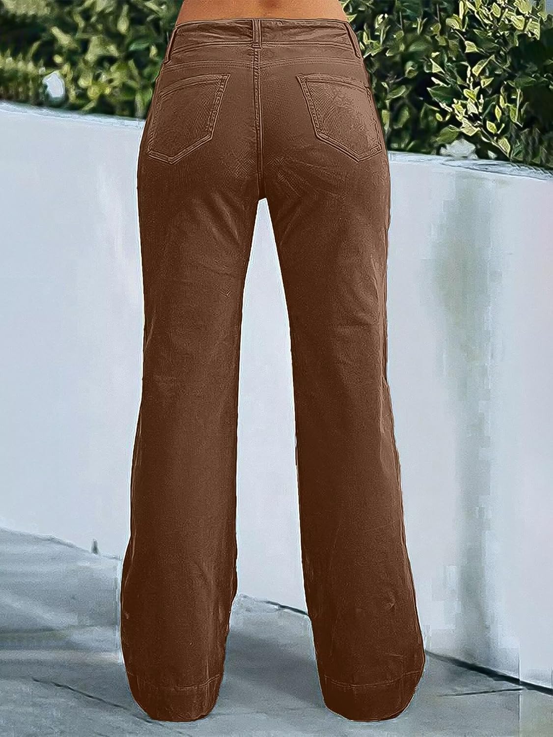 Flamingals Women’s Wide Leg Pants for Women Mid Waist Dress Flare Straight Leg Corduroy Pants Workout Jeans Trendy