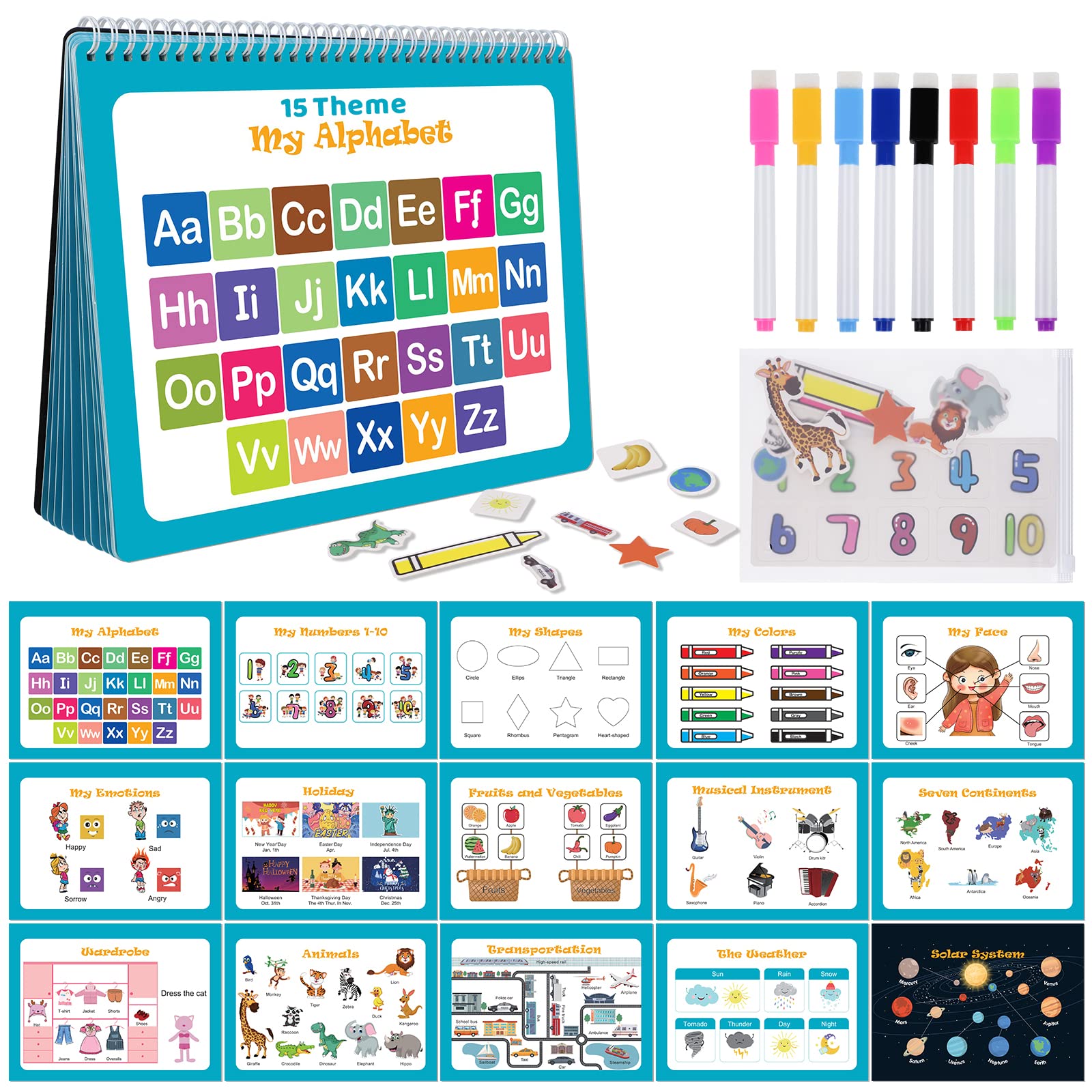 Magic4UBusy Book,Preschool Learning Toys Activity Book for Toddlers,Activity Binder Quiet Book,Early Learning Toys,ABC Kindergarten Educational Toys for Boys Girls