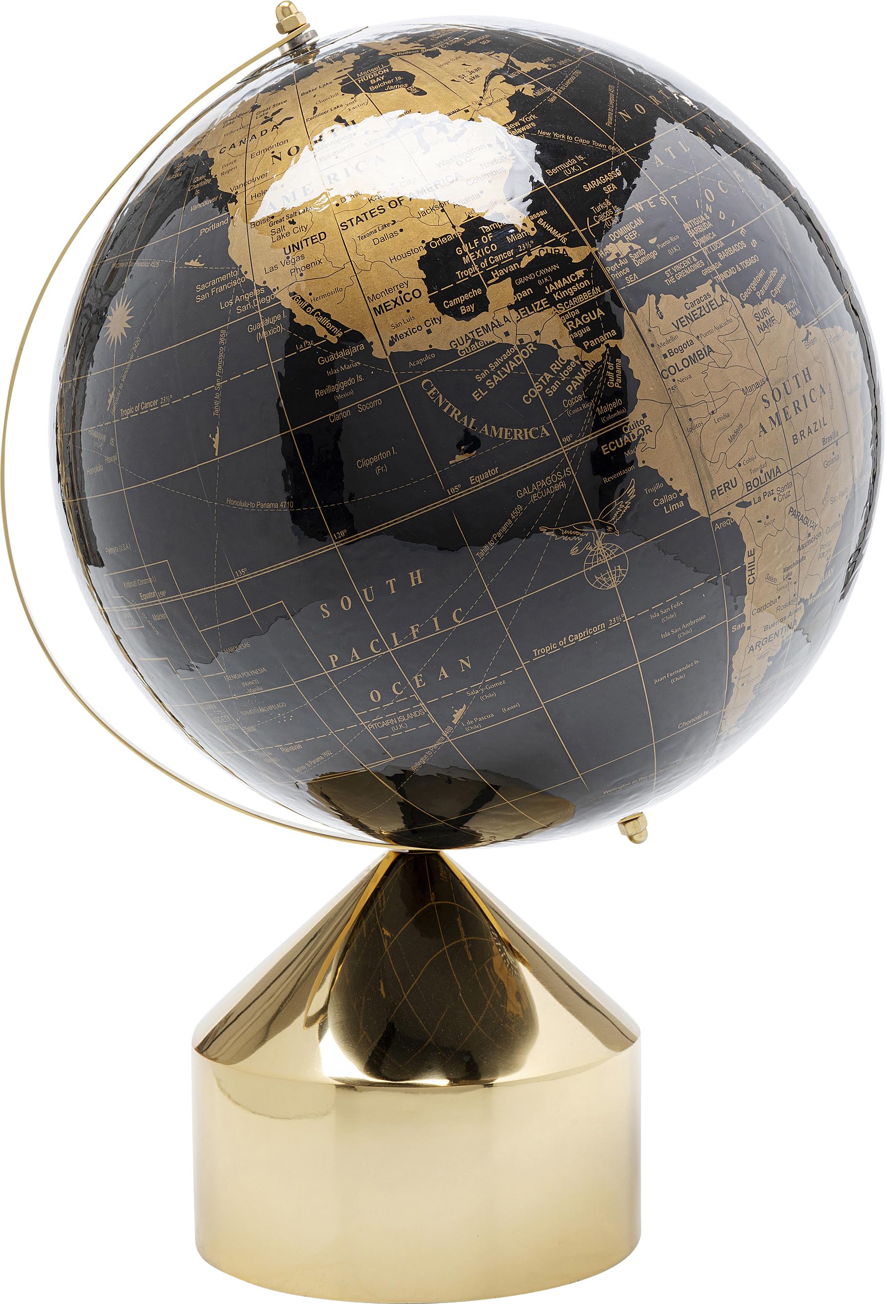 Kare Black / Gold Design Deco Object Globe Top,, Stainless Steel, Elegant, Statue, Gift Idea, Decorative Home Accessories, Room Decor, Home Decor For Living Room, Bedroom, Office, 47X30x30 Cm