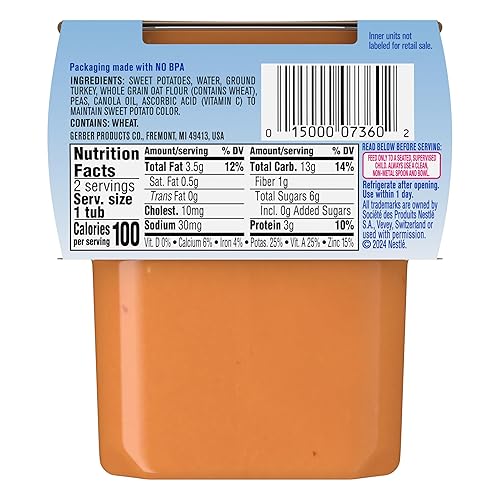 Miniatura 11 de Gerber 2nd Foods - Alimento para bebés con puré de batata y pavo, 4 onzas (paquete de 16)
