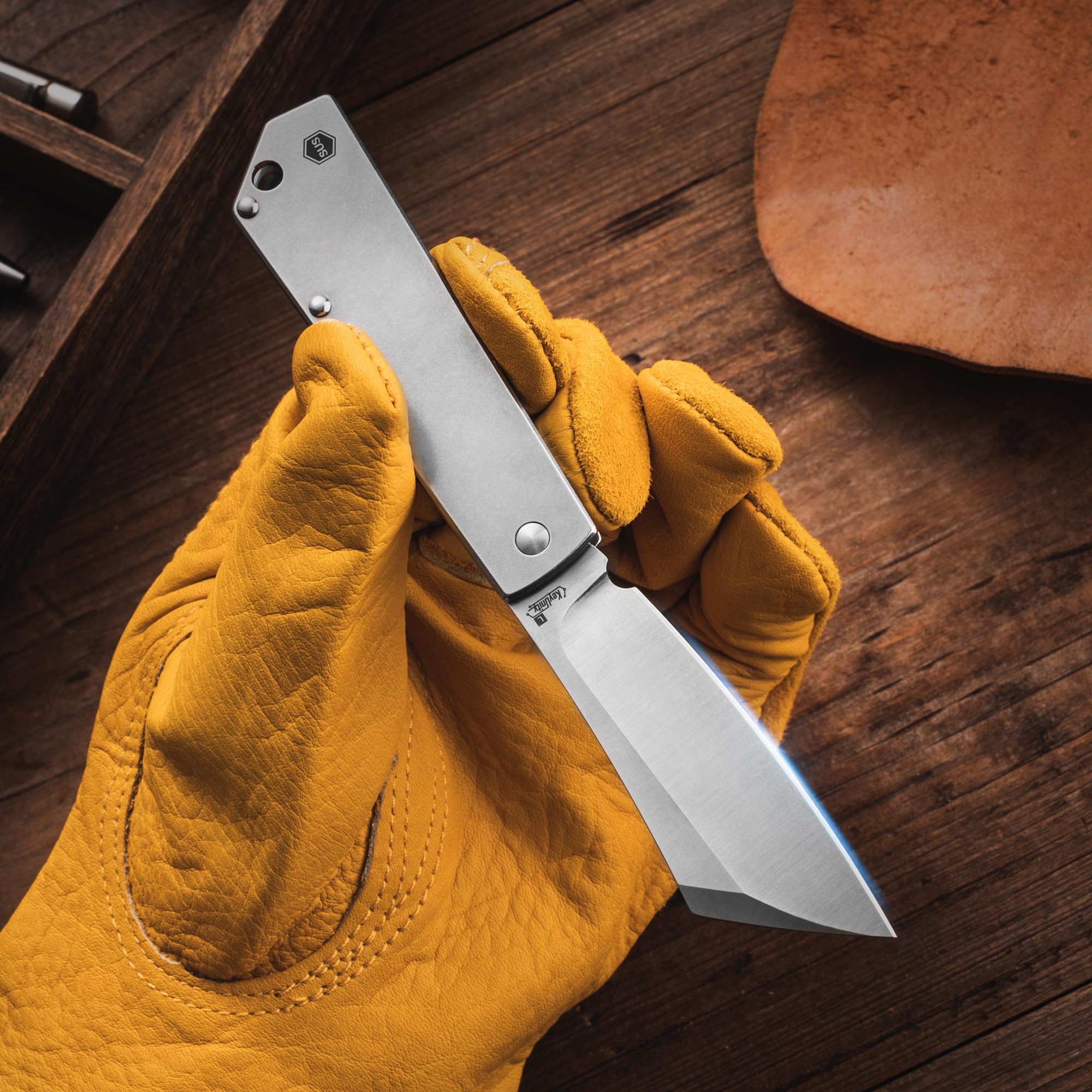 KeyUnity KK03L petit couteau pliant couteau à lame fixe, couteau de poche EDC en acier inoxydable pour hommes et femmes