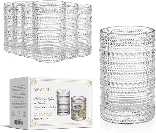 Miniatura 8 de Amzcku Juego de vasos Highball vintage de 12 - Vasos de cocina para agua, cóctel, leche, jugo y bebida