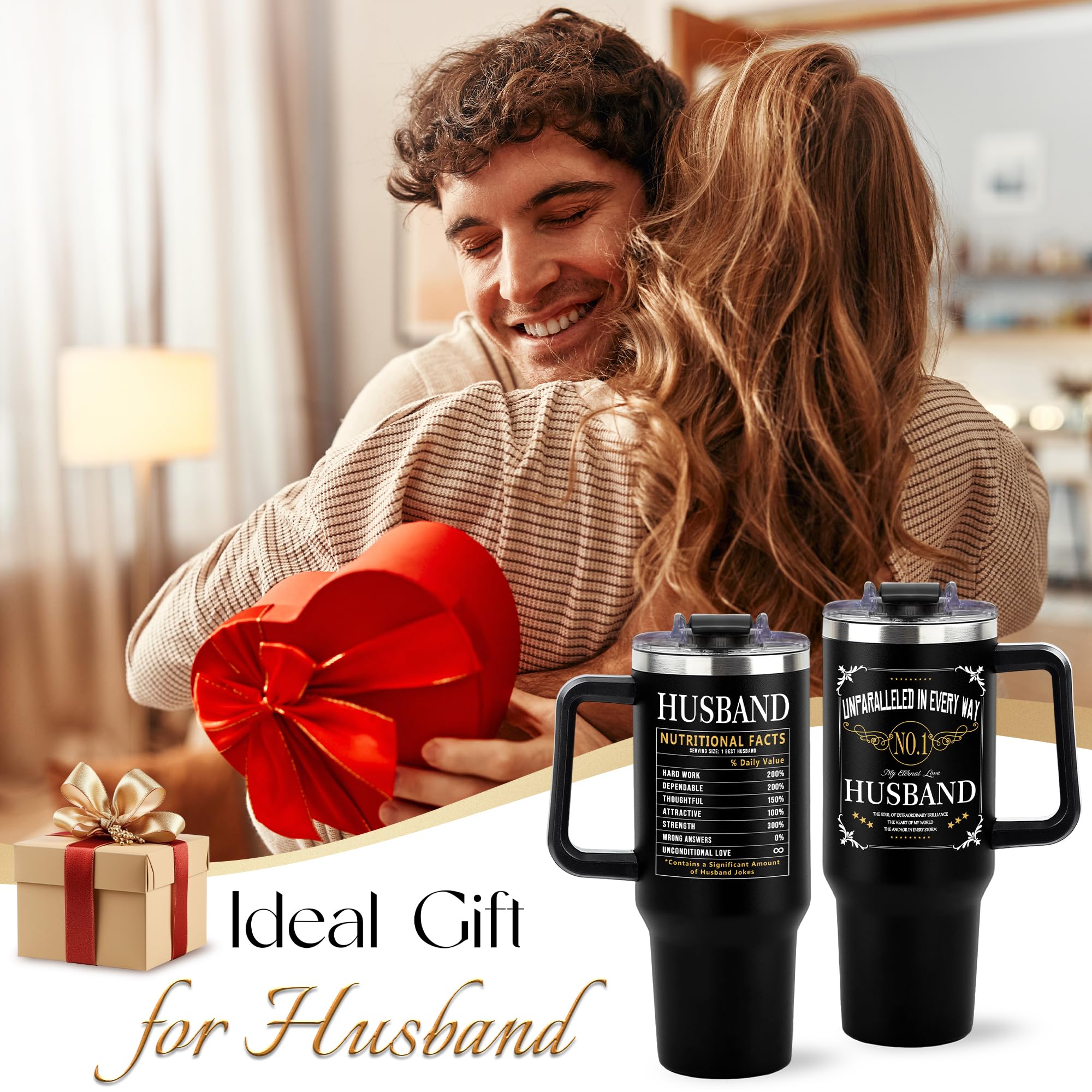 Fathers Day Tumbler Gifts for Husband from Wife - Anniversary Wedding Gifts for Men - Husband Birthday Gift Ideas - Christmas Valentines Day & I Love You Gift for Him - To My Man 40 Oz Tumbler