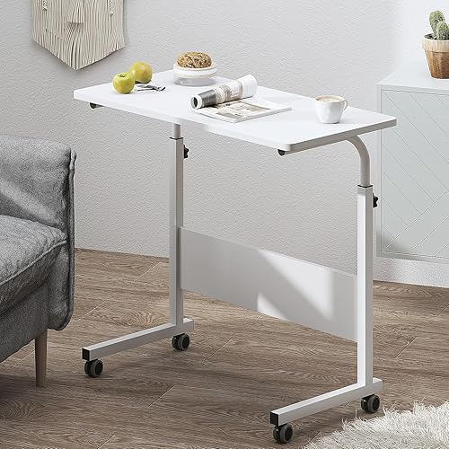 Miniatura 7 de DlandHome Escritorio con ruedas ajustable, mesa auxiliar móvil de 31.4 pulgadas con ruedas, mesa C ajustable, soporte portátil para computadora