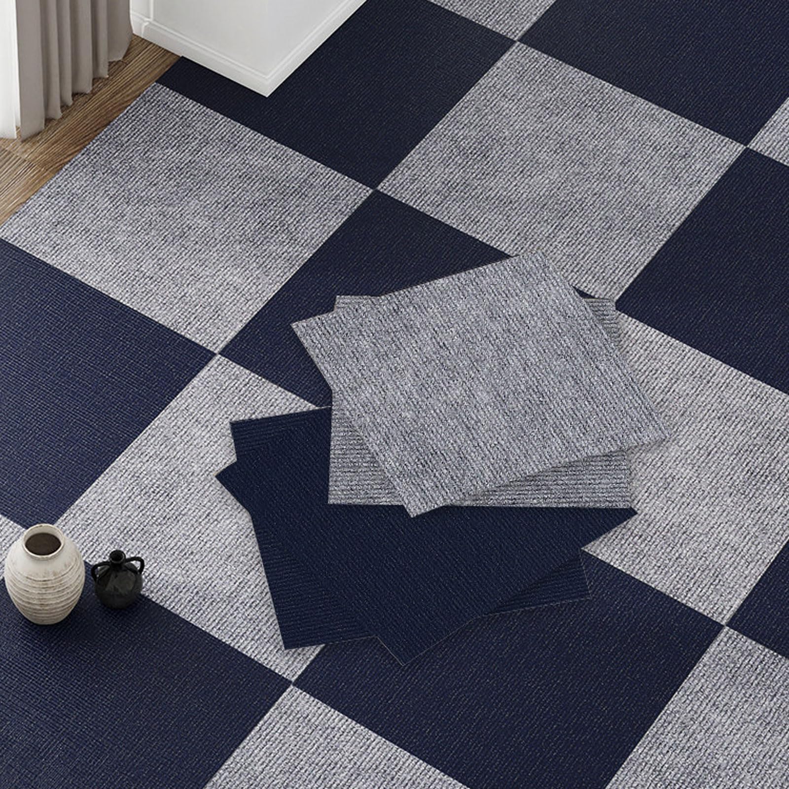Dalles de Moquette Autocollantes Moquette autoplombante adsorption électrostatique Facile à Nettoyer Lavables Bricolage pour Appartement,Bureau,Commerce