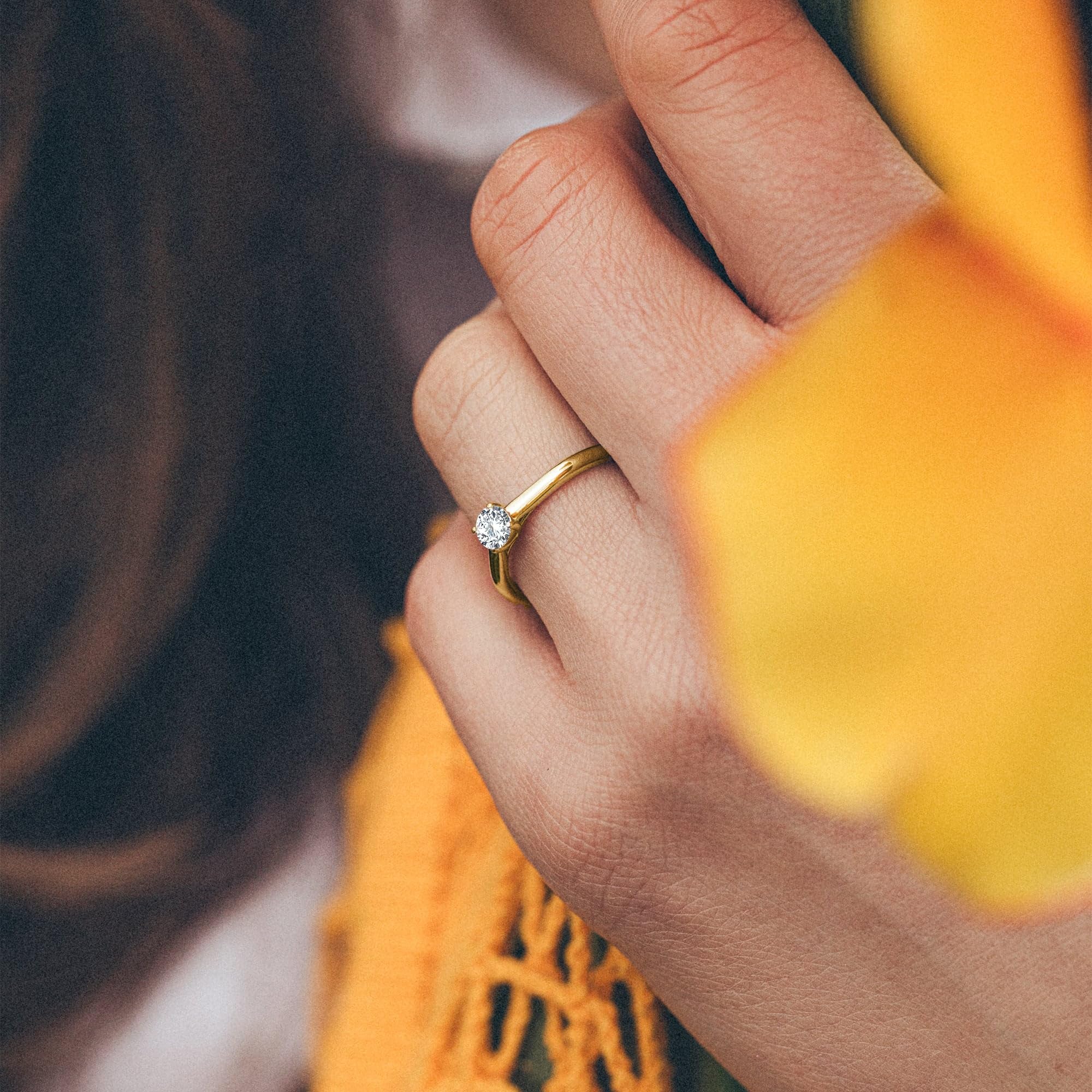 EDELIND Bague de fiançailles femme - Diamant naturel 0.05-1 ct - or jaune 18k 750 - certificat GIA, coffret cadeau - Symbole d’amour
