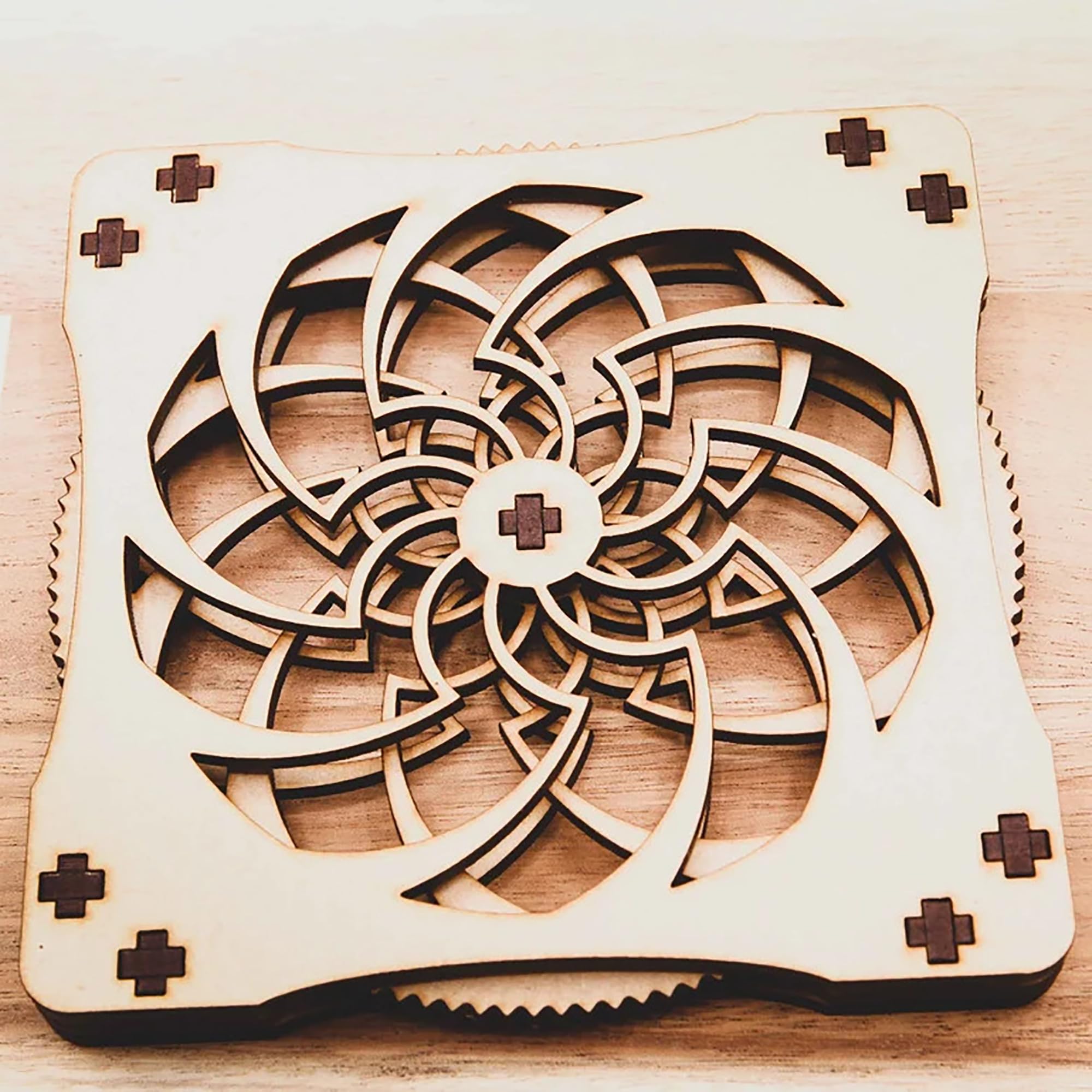 Cliths Wooden Kinetic Coaster Handcrafted Fidget Spinner for Home Decor DIY Paintable Wooden Cutout Stress Relief Toy & Gift for Kids, Family, Friends, Adults 2
