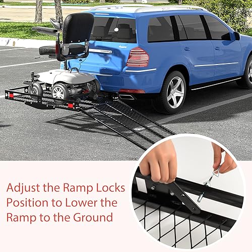 Miniatura 8 de Goplus Transportador de scooter de movilidad, 50 x 29.5 pulgadas plegable para silla de ruedas para automóvil con rampa de 42 pulgadas,