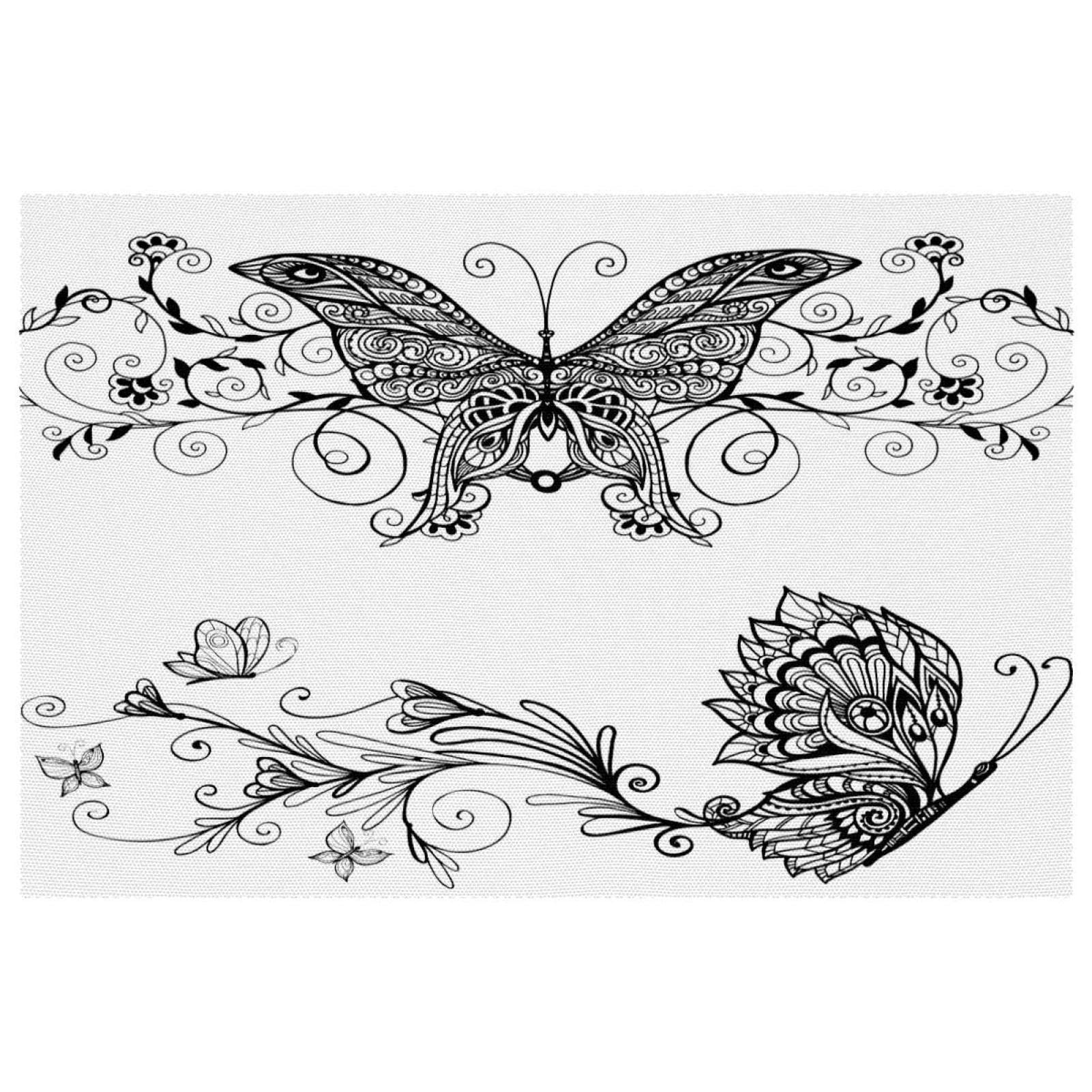 Set de table lavable noir motif papillon anti-tache imperméable en tissu Oxford pour cuisine