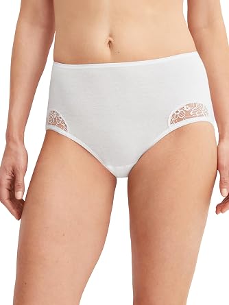 Calida Womens Cotton Desire Midi Brief | 100% Fine Rib Cotton | Lace Leg Trim | Seamless Comfort | OEKO-TEX Certified