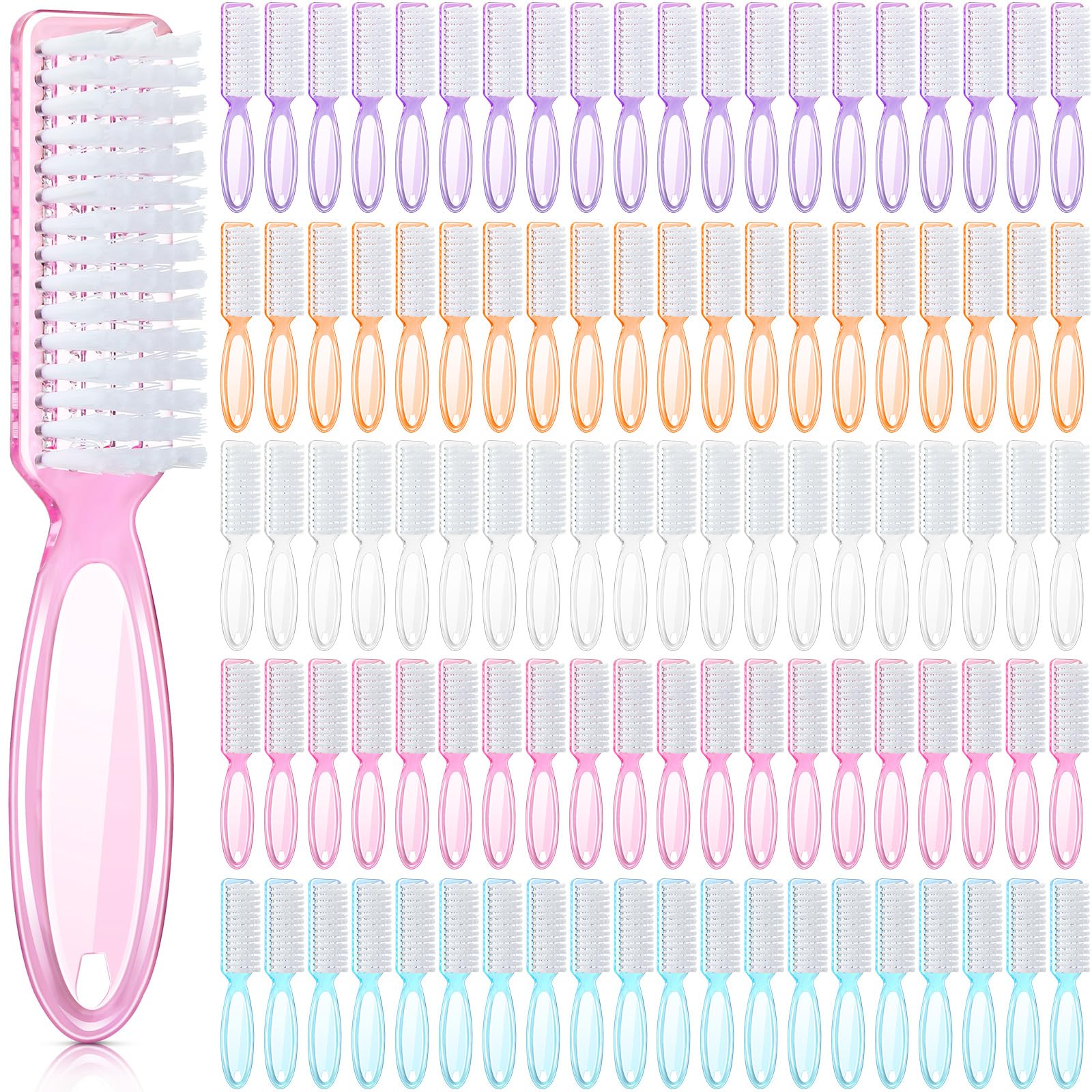 Patelai 100 Pieces Handle Grip Nail Brush Bulk for Cleaning Fingernails Toes Scrub Manicure Pedicure (Colorful)