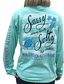 Best Southern Attitude Salty by Choice Sea Turtles Sea Foam Green Long Sleeve Women