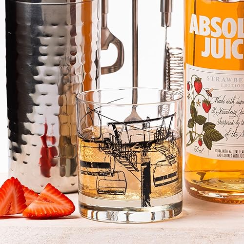 Vista 27 de Black Lantern Single Whiskey Glass - Forest Landscape- 11oz. Low Baller Tumbler Solid Base - Bourbon Glass - Cocktail & Everyday Use Drinking